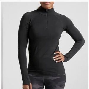 Athleta Black Momentum Seamless Half Zip Pullover